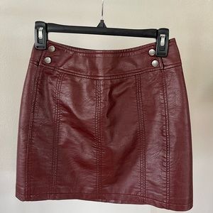 Free People Faux Leather Skirt Burgundy